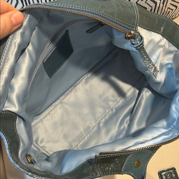 Coach Bleeker Teal Italian Cracked Leather Tote - Picture 16 of 17